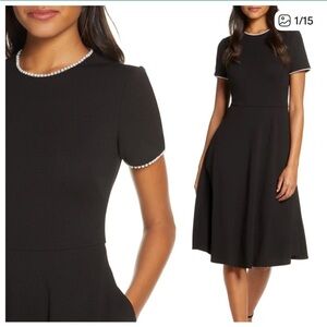 Gal Meets Glam Victoria Pearl-Trim Fit & Flare Dress size 10